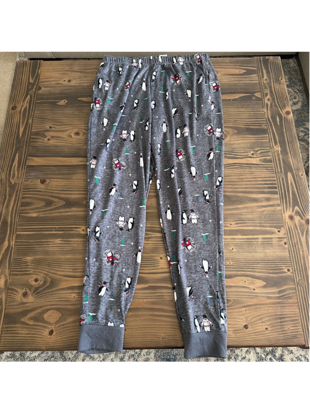 JOYSPUN Penguin Pajama Pants M Gray Winter Cozy Jogger Sleep Pants